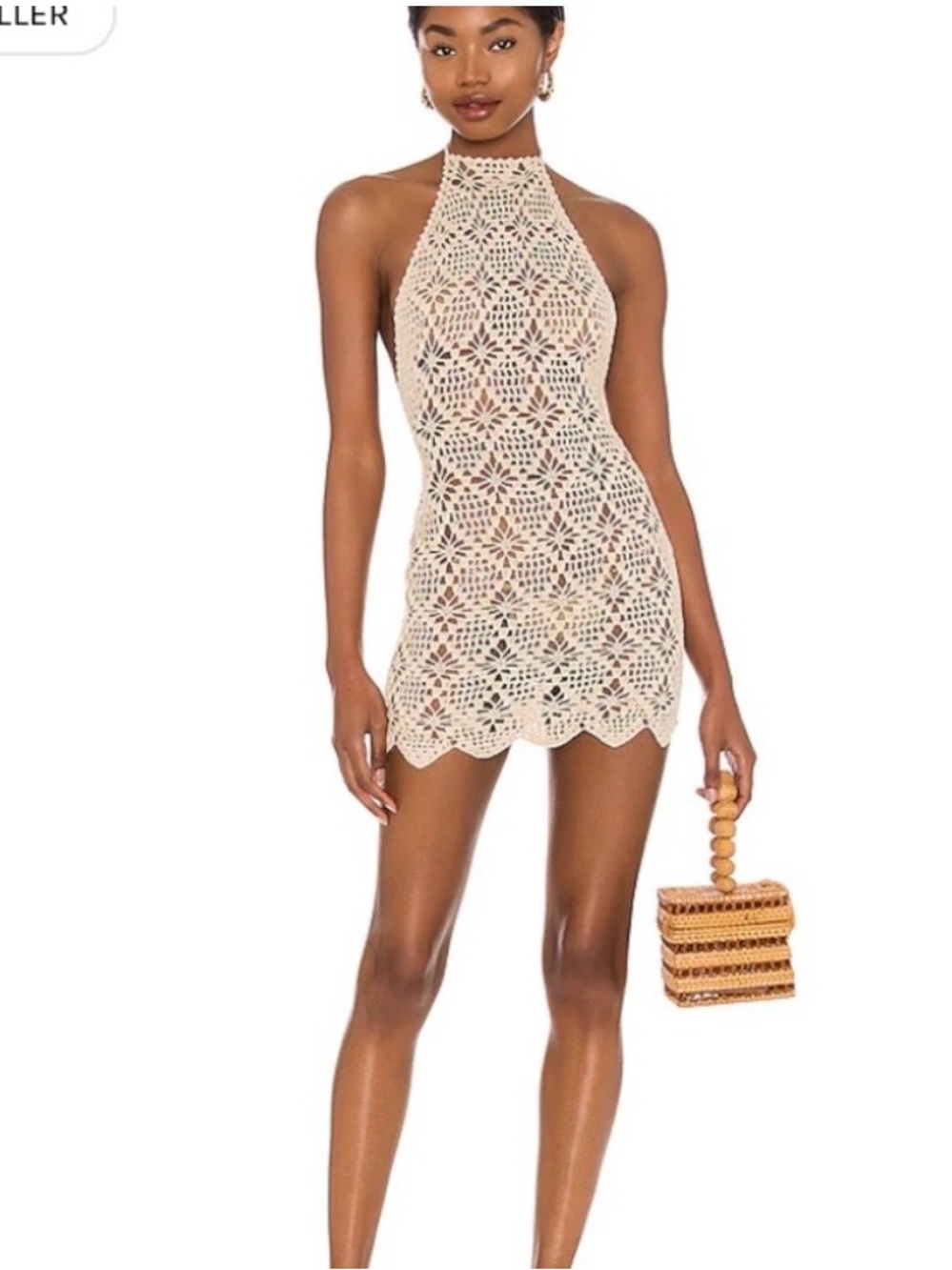 REVOLVE Crochet Halter Swim Coverup in Cream